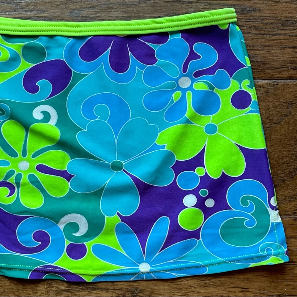 Vintage Limited Too bright neon blue & green mini skirt swim coverup - Picture 9 of 9